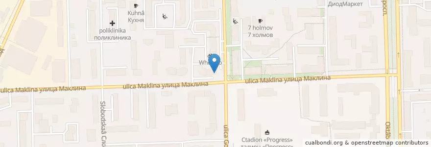 Mapa de ubicacion de Банк Хлынов en Rusia, Приволжский Федеральный Округ, Кировская Область, Городской Округ Киров.