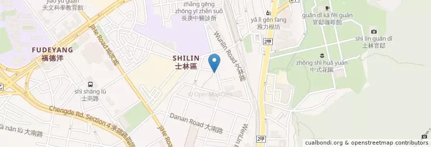 Mapa de ubicacion de 德展蔘藥行 en تايوان, تايبيه الجديدة, تايبيه, 士林區.