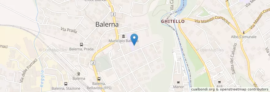 Mapa de ubicacion de Biblioteca della Scuola media en İsviçre, Ticino, Distretto Di Mendrisio, Circolo Di Balerna.