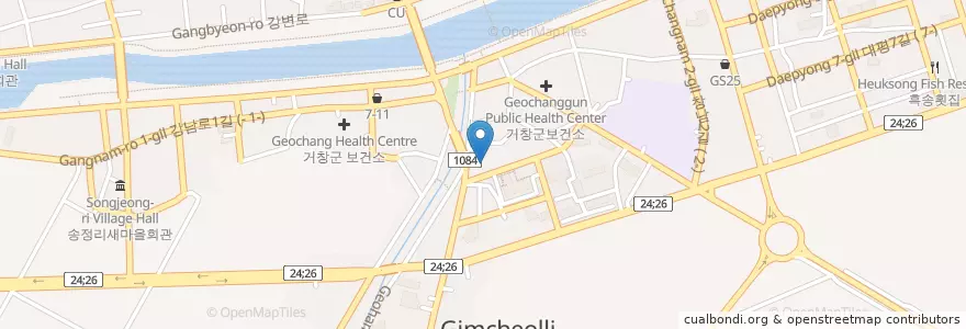 Mapa de ubicacion de 창남선교원 (Changnam Church) en Corea Del Sud, Sud Gyeongsang, 거창군.