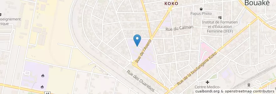 Mapa de ubicacion de Groupe Scolaire Kone Issiaka Maurice en Côte D’Ivoire, Vallée Du Bandama, Gbêkê.