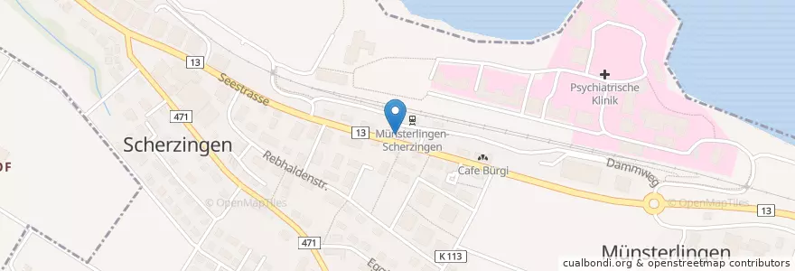 Mapa de ubicacion de Post en 瑞士, Thurgau, Bezirk Kreuzlingen, Münsterlingen.
