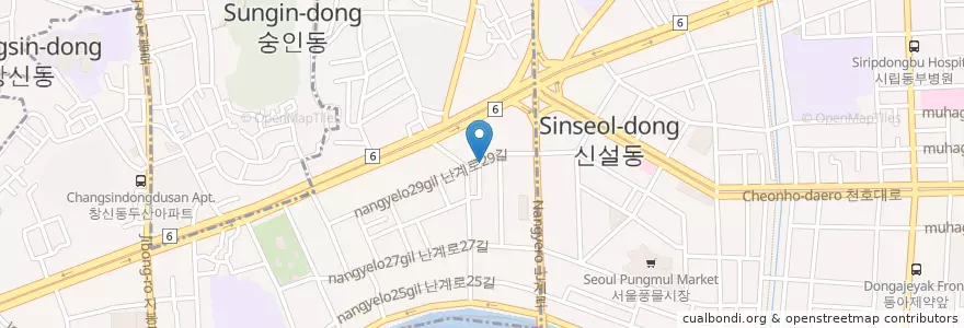 Mapa de ubicacion de 새마을금고 en Corea Del Sur, Seúl, 숭인2동.