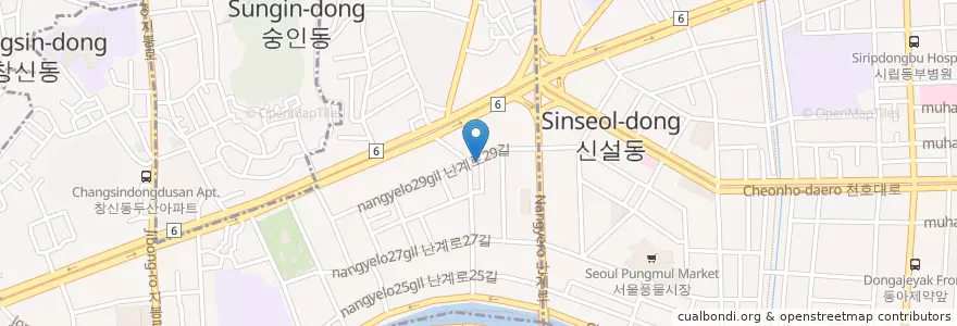 Mapa de ubicacion de 회전초밥 en 韩国/南韓, 首尔, 숭인2동.