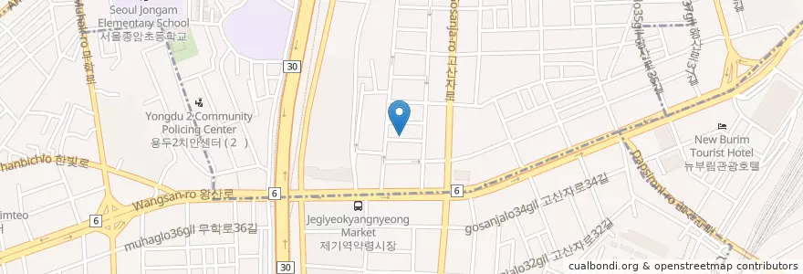 Mapa de ubicacion de 벧앨당 en 대한민국, 서울, 동대문구, 용신동.