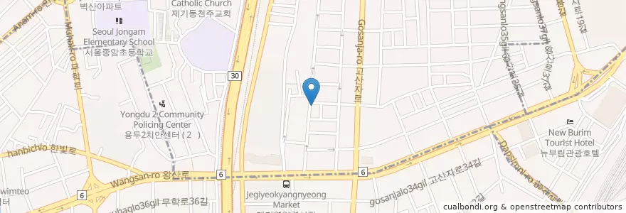 Mapa de ubicacion de 늘푸른약초 en Coreia Do Sul, Seul, 동대문구, 용신동.