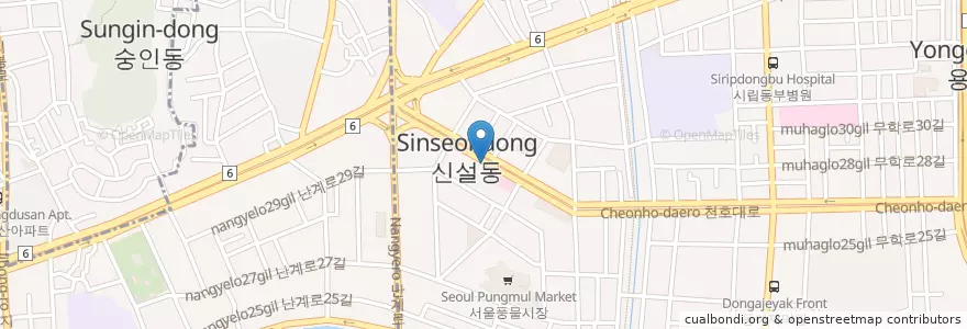 Mapa de ubicacion de 버스 정류장 en Südkorea, Seoul, 용신동.