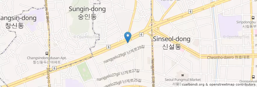 Mapa de ubicacion de 갈비예찬 en كوريا الجنوبية, سول, 숭인2동.
