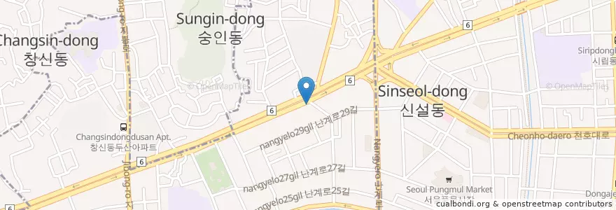 Mapa de ubicacion de 농협은행 en Coreia Do Sul, Seul, 숭인2동.