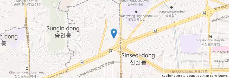Mapa de ubicacion de 우리은행 신설동지점 en Güney Kore, Seul.