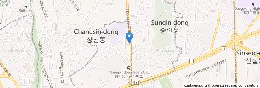 Mapa de ubicacion de 성심약국 en 대한민국, 서울, 종로구, 숭인1동, 창신1동.