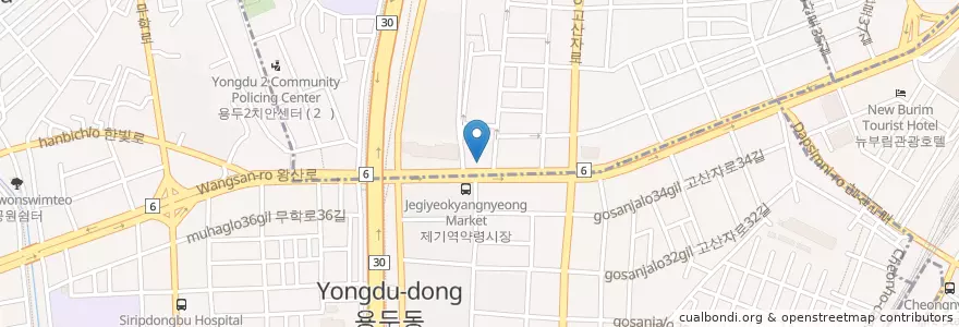 Mapa de ubicacion de 롯데불로 장생타워 en 大韓民国, ソウル, 東大門区, 용신동.