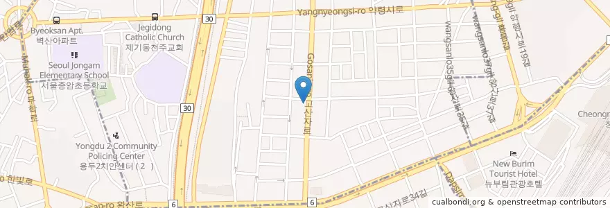 Mapa de ubicacion de 백송한약방 en 대한민국, 서울, 동대문구, 제기동.