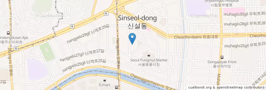 Mapa de ubicacion de 우산각공원 en Corée Du Sud, Séoul, 용신동.