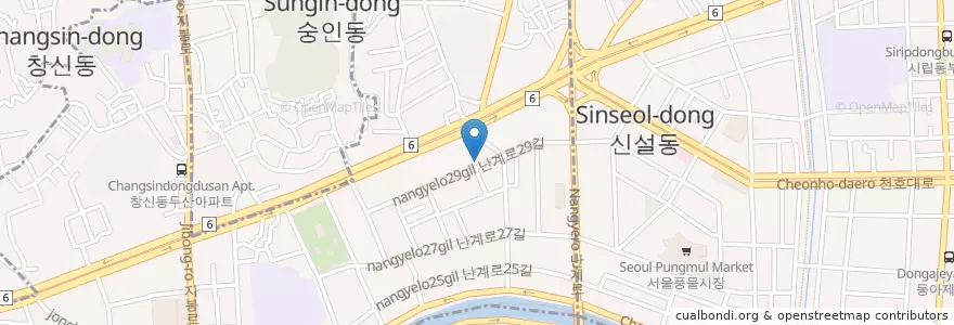 Mapa de ubicacion de 명동칼국수 en Республика Корея, Сеул, 숭인2동.