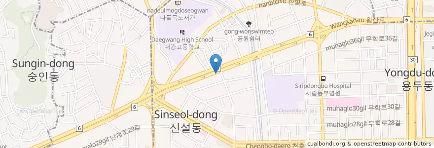 Mapa de ubicacion de 버스정류장 en 대한민국, 서울, 용신동.