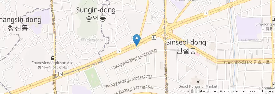 Mapa de ubicacion de 갈비예찬 en Korea Selatan, 서울, 숭인2동.