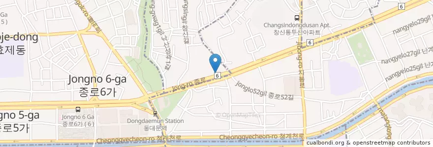 Mapa de ubicacion de 대패삼겹살 en Zuid-Korea, Seoel, 종로구, 창신1동, 창신2동.