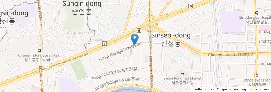 Mapa de ubicacion de 새마을금고 en Corea Del Sud, Seul, 숭인2동.