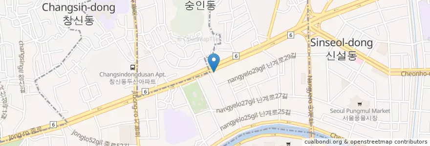 Mapa de ubicacion de 남도식당 en Südkorea, Seoul, 종로구, 숭인2동.
