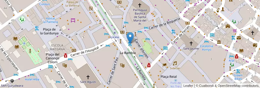Mapa de ubicacion de 55 - Les Rambles en Sepanyol, Catalunya, Barcelona, Barcelonès, Barcelona.