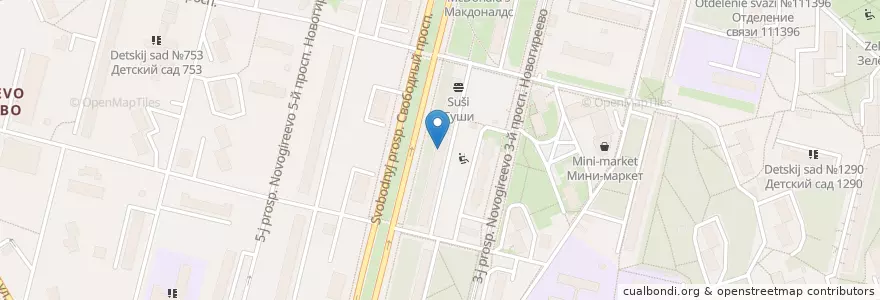 Mapa de ubicacion de Зубастик en 俄罗斯/俄羅斯, Центральный Федеральный Округ, Москва, Восточный Административный Округ, Район Новогиреево.
