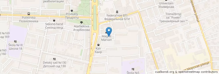 Mapa de ubicacion de Уралсиб en Rusia, Южный Федеральный Округ, Krai De Krasnodar, Городской Округ Краснодар.