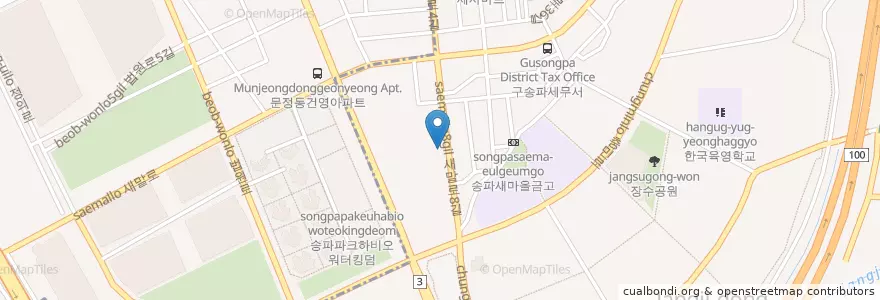 Mapa de ubicacion de 하늘빛우렁쌈밥 en Südkorea, Seoul, 송파구, 장지동.