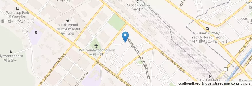 Mapa de ubicacion de 上岩洞住民センター en 大韓民国, ソウル, 麻浦区, 上岩洞.