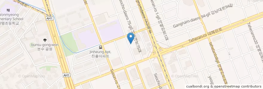 Mapa de ubicacion de 딘타이펑 en 韩国/南韓, 首尔, 瑞草區, 서초동, 서초4동.