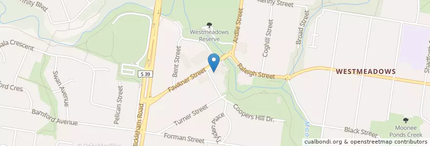 Mapa de ubicacion de Westmeadows Service Centre en 澳大利亚, 维多利亚州, City Of Hume.