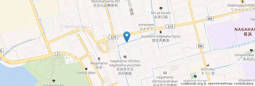 Mapa de ubicacion de 割烹 能登 en Япония, Сига, 長浜市.
