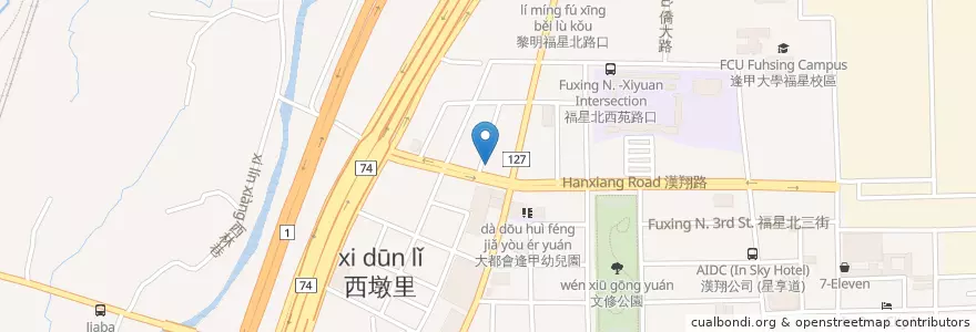 Mapa de ubicacion de 黑川布琅 en Taiwan, Taichung, 西屯區.