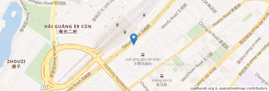 Mapa de ubicacion de 大埔鐵板燒 高雄重信店 en Taiwan, Kaohsiung, Zuoying.