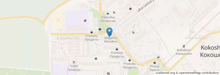 Mapa de ubicacion de Qiwi en Rusland, Centraal Federaal District, Moskou, Новомосковский Административный Округ, Поселение Кокошкино.