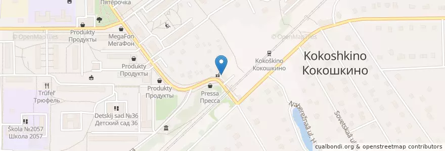 Mapa de ubicacion de Qiwi en روسیه, Центральный Федеральный Округ, Москва, Новомосковский Административный Округ, Поселение Кокошкино.