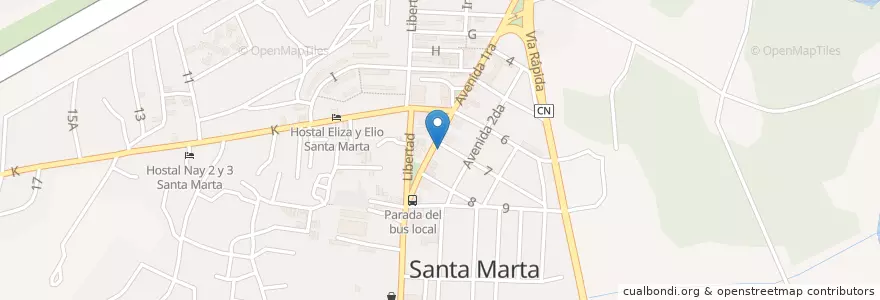 Mapa de ubicacion de Patio Bar en キューバ, Matanzas, Cárdenas.