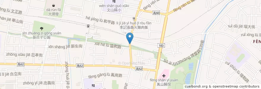 Mapa de ubicacion de 北門烤鴨 en Tayvan, Kaohsiung, 鳳山區.