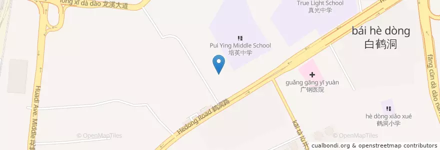 Mapa de ubicacion de 招商银行ATM（鹤园东路） en China, Cantão, Cantão, 荔湾区, 冲口街道, 白鹤洞街道.