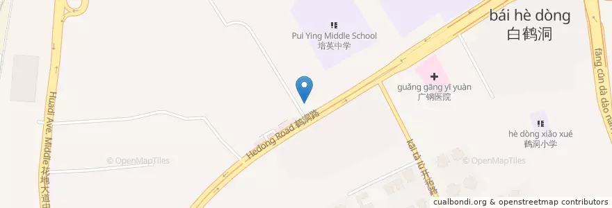 Mapa de ubicacion de 中国建设银行ATM（广州鹤园分理处） en China, Guangdong, Guangzhou City, Liwan District, 白鹤洞街道.