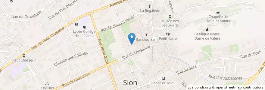 Mapa de ubicacion de Le Sillon en İsviçre, Valais/Wallis, Sion, Sion.