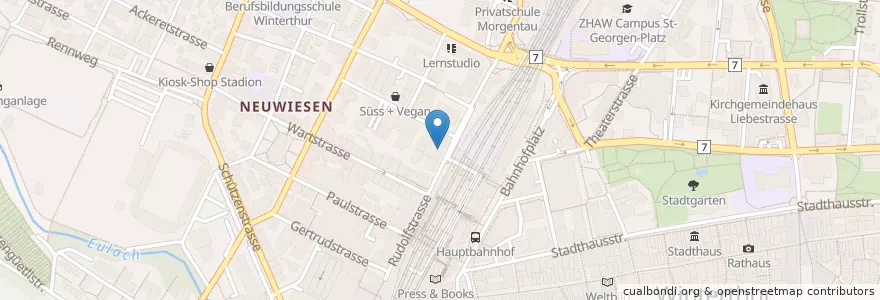 Mapa de ubicacion de IPW Akut-Tagesklinik en Schweiz/Suisse/Svizzera/Svizra, Zürich, Bezirk Winterthur, Winterthur.
