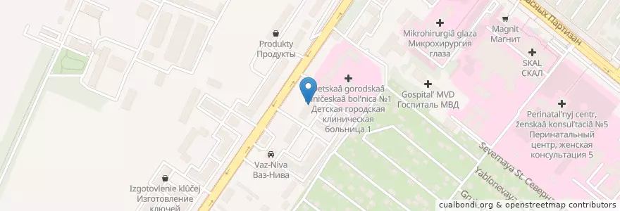 Mapa de ubicacion de Закрытое паталого-анатомическое отделение en Russia, South Federal District, Krasnodar Krai, Krasnodar Municipality.