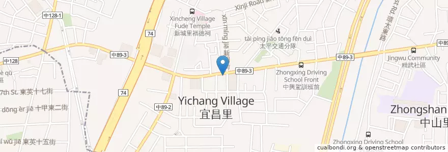 Mapa de ubicacion de 御青方麻辣臭豆腐 en تایوان, تایچونگ, 太平區.