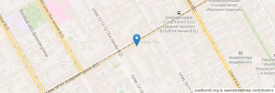 Mapa de ubicacion de Театр на Васильевском en Russland, Föderationskreis Nordwest, Oblast Leningrad, Sankt Petersburg, Василеостровский Район.