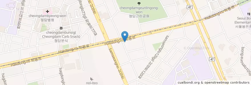 Mapa de ubicacion de 스타벅스 en كوريا الجنوبية, سول, 강남구, 삼성동, 삼성1동.