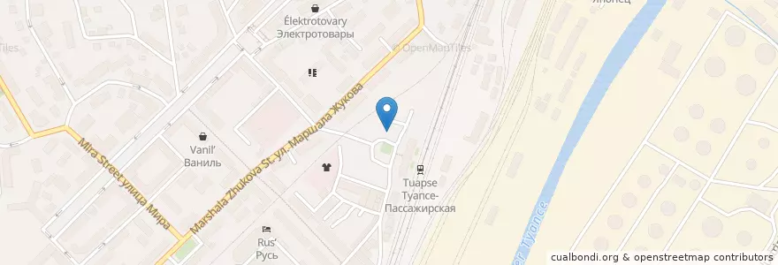 Mapa de ubicacion de чебуречная en Rússia, Distrito Federal Do Sul, Krai De Krasnodar, Туапсинский Район, Туапсинское Городское Поселение.
