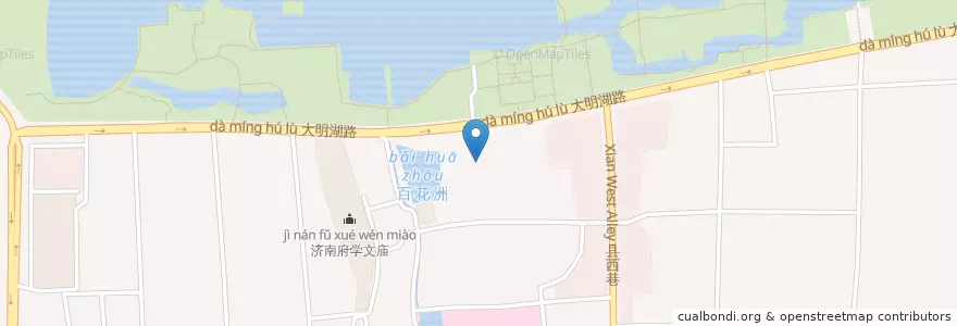 Mapa de ubicacion de 问山亭 en Китай, Шаньдун, 济南市, 历下区, 大明湖街道.