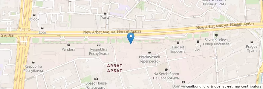 Mapa de ubicacion de Burger Heroes en Russia, Distretto Federale Centrale, Москва, Центральный Административный Округ, Район Арбат.