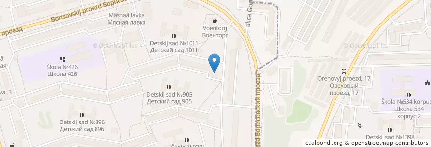 Mapa de ubicacion de Территориальная клубная система "Орехово" en Rusia, Distrito Federal Central, Москва, Южный Административный Округ.